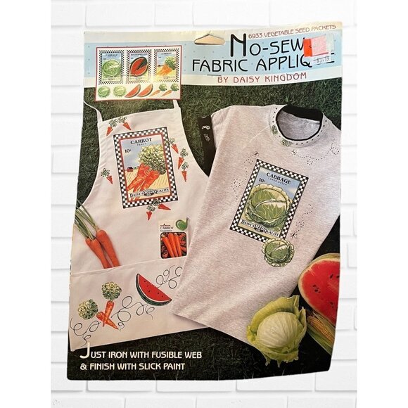 Daisy Kingdom Fabric Applique‎ Iron On Transfer 6933 Vegetable Seed Packets - Picture 1 of 4